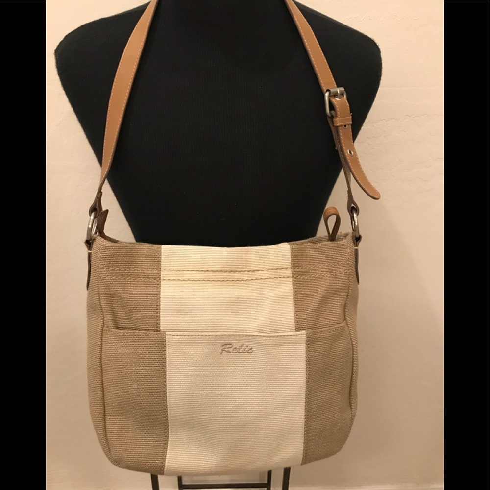 NEW RELIC CREME/Tan Canvas Shoulder Bag